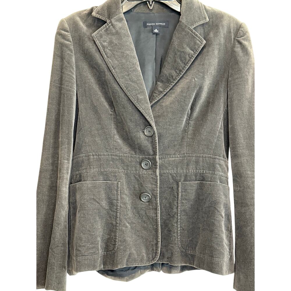 Wmns Banana Republic Gray Velvet Blazer, Sz 6
